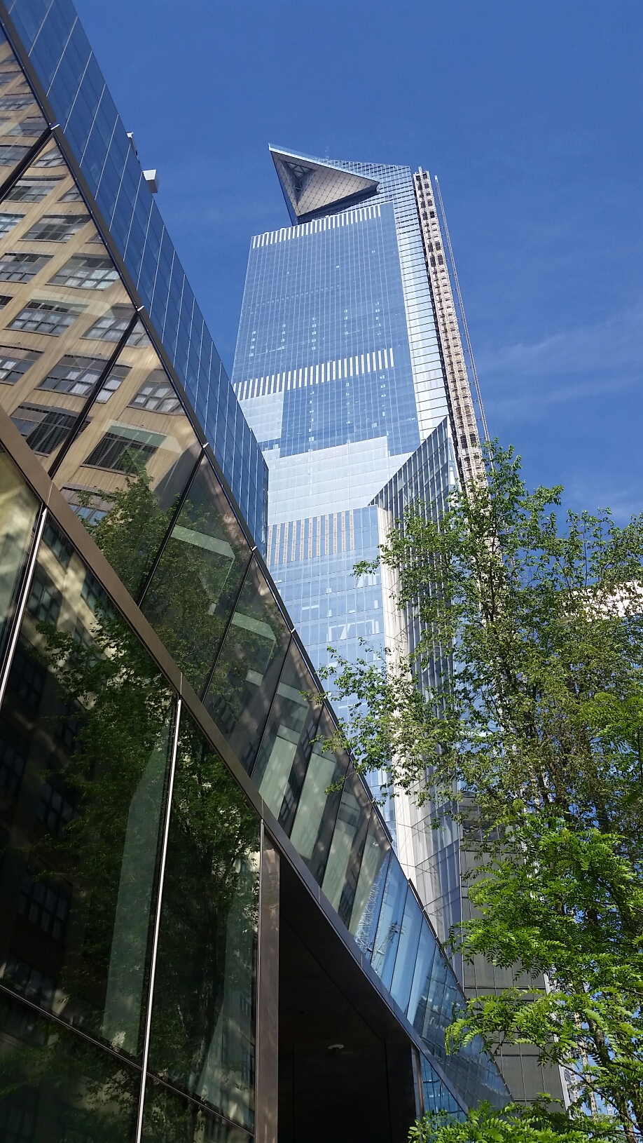 Hudson yards skyscraper with triangular observation deck on a